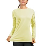 isnowood Womens Long Sleeve Rash Guard, UV UPF 50+ Sun Protection Shirts, Quick Dry Lightweight Tops for Swimming Workout Hiking Running Bright Yellow