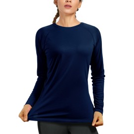 isnowood Women\'s Sun Protection Long Sleeve Shirts, UPF 50+ UV Rash Guard Swim Shirt, Workout Hiking Running Athletic Tops Daisy Blue