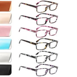 Kerecsen 6-Pack Reading Glasses Blue Light Blocking,Spring Hinge Readers for Men Women,Computer Eyeglasses (6 Mix Color-8, 2.50, x)