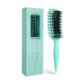Curly Hair Brush Candybrush Curl Defining Brush for Detangling Shaping and Defining Curls for Women, Men, Wet & Dry Hair (Green)