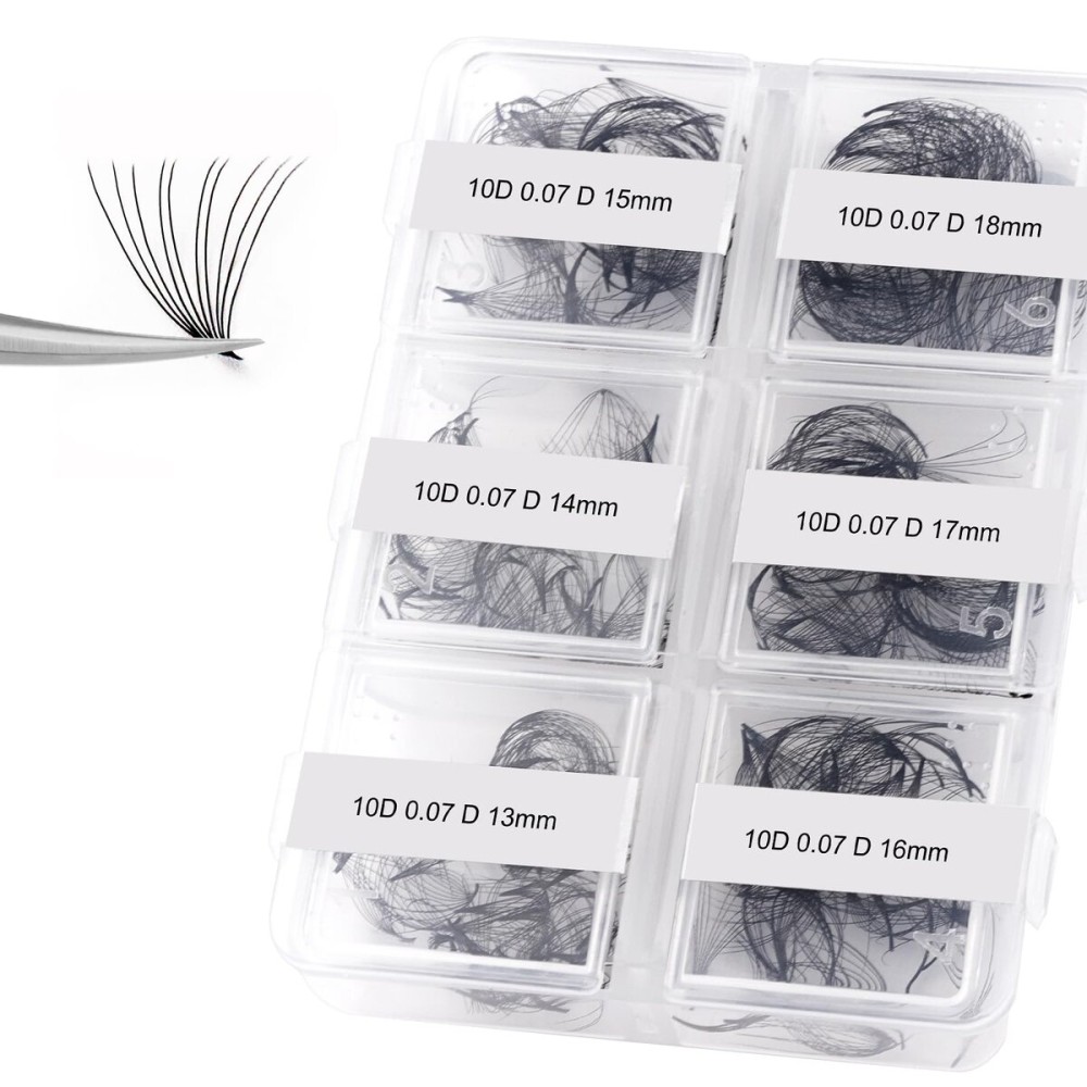 FADLASH Premade Fans Eyelash Extensions 300pcs 10D Premade Lash Fans D Curl Pre Made Fans Lash Extensions Volume Eyelash Extensions Premade Eyelash Fans Loose Fans (10D-0.07D-13-18mm)