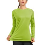 isnowood Swim Shirts for Women, UPF 50+ UV Sun Protection Long Sleeve Shirt, Lightweight Quick Dry Workout Hiking Running Rash Guard Top Lime Green