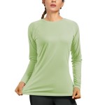 isnowood Swim Shirts for Women, UPF 50+ UV Sun Protection Long Sleeve Shirt, Lightweight Quick Dry Workout Hiking Running Rash Guard Top Bud Green