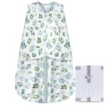 BSTOPPT Newborn Sleep Sack Baby Swaddle,Swaddle me 0-3 Month,3-Way Adjustable Wearable Blanket,100% Rayon Cotton Swaddling Sleeping BagTOG 0.5 (Leaf, 0-3 Months)