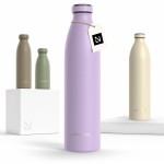 LARS NYSM Stainless Steel Insulated Water Bottle 12oz 17oz 25oz 34oz 51oz | Insulated Thermo Flask for Hot and Cold Beverages | Leakproof Drinking Bottle (Lavender Purple, 33.9oz)