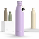 LARS NYSM Stainless Steel Insulated Water Bottle 12oz 17oz 25oz 34oz 51oz | Insulated Thermo Flask for Hot and Cold Beverages | Leakproof Drinking Bottle (Lavender Purple, 25.4oz)
