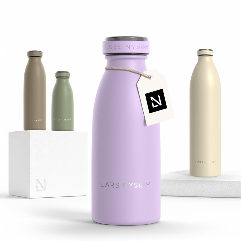 LARS NYSM Stainless Steel Insulated Water Bottle 12oz 17oz 25oz 34oz 51oz | Insulated Thermo Flask for Hot and Cold Beverages | Leakproof Drinking Bottle (Lavender Purple, 11.9oz)