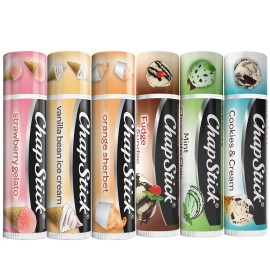 ChapStick Lip Balm, Ice Cream Collection 3-Pack + Ice Cream Classics 3-Pack - Fun & Flavorful Lip Care, Birthday Gift, Party Favors, Stocking Stuffers, 0.15 Oz Ea