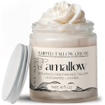 Amallow 100% Grass Fed Beef Tallow for Skin Care - Face + Body - Whipped Moisturizer for Sensitive Skin - Natural Lotion, 4 FL. oz. (Unscented + Jojoba Oil)