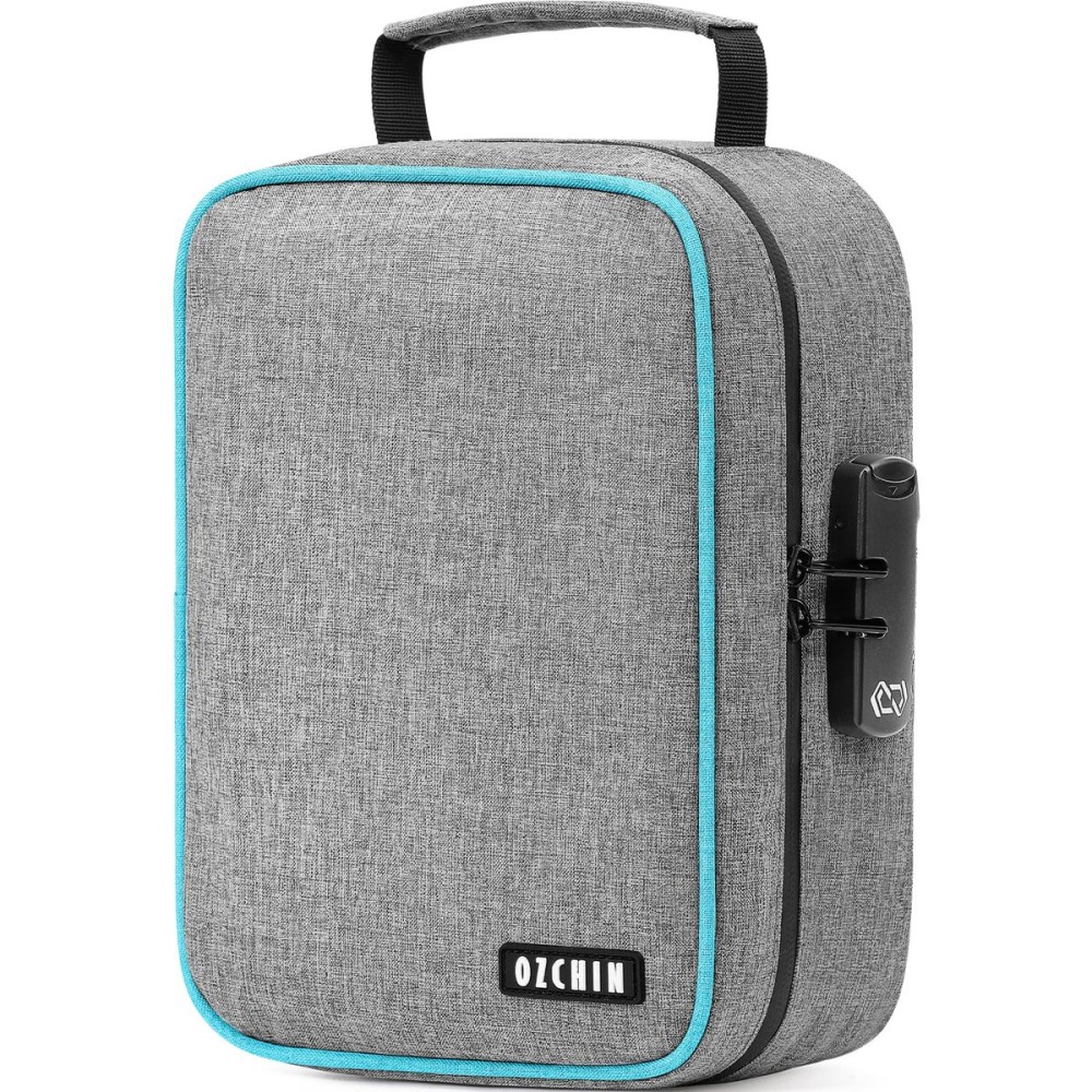 OZCHIN Smell Proof Bag with Combination Lock File Organizer Case Container Medicine Odorless Storage Lock Box Great Gift for Friend (grey, L)