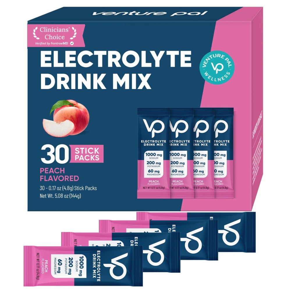 Venture Pal High Sodium Sugar-Free Electrolyte Powder Packets - Hydration Packets with Sodium, Potassium & Magnesium | Zero Calories | Vegan, Keto, and Paleo Friendly | 30 Sticks