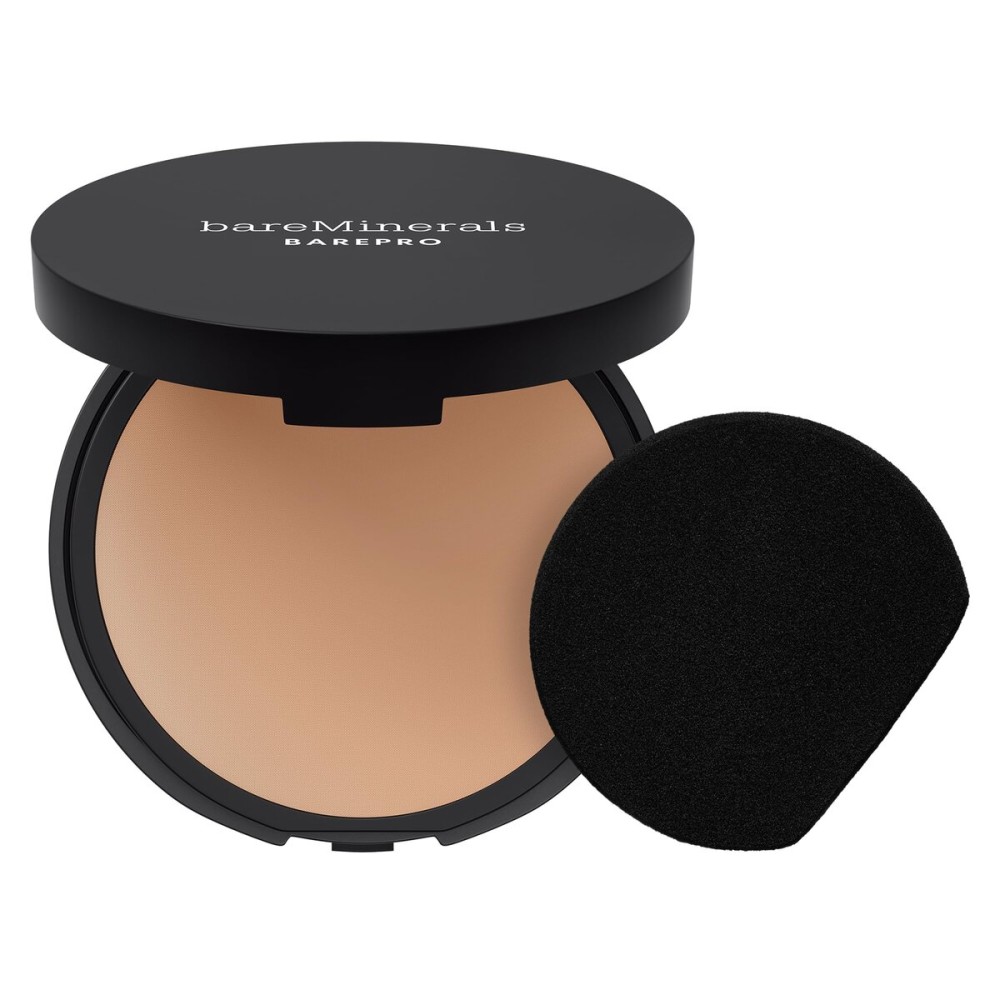 bareMinerals Barepro 24HR Skin-Perfecting Powder Foundation, Matte Pressed Powder Foundation Full Coverage with Plant-Based Squalene, Oil Control, Vegan - Medium 32 Cool