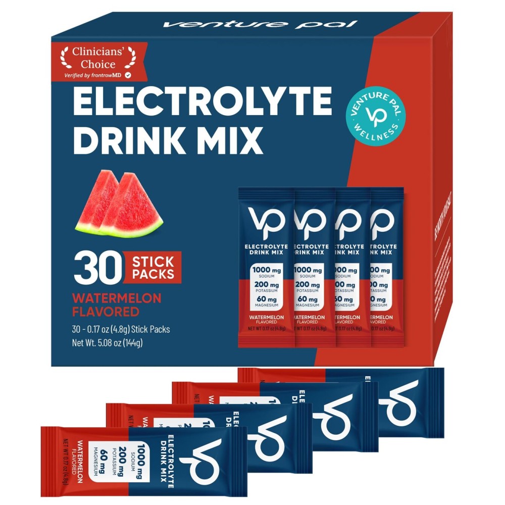 Venture Pal High Sodium Sugar-Free Electrolyte Powder Packets - Hydration Packets with Sodium, Potassium & Magnesium | Zero Calories | Vegan, Keto, and Paleo Friendly | 30 Sticks