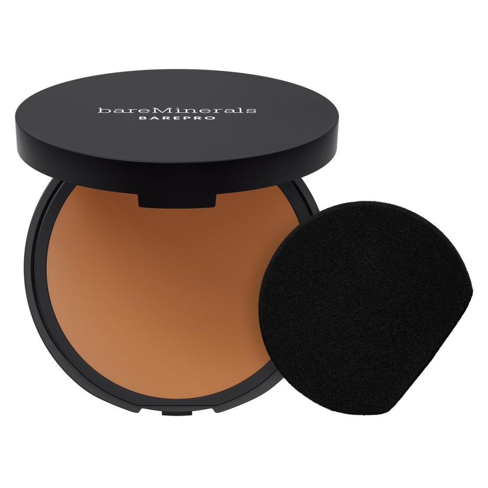 bareMinerals Barepro 24HR Skin-Perfecting Powder Foundation, Matte Pressed Powder Foundation Full Coverage with Plant-Based Squalene, Oil Control, Vegan - Deep 50 Warm