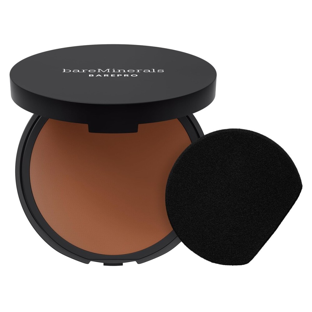 bareMinerals Barepro 24HR Skin-Perfecting Powder Foundation, Matte Pressed Powder Foundation Full Coverage with Plant-Based Squalene, Oil Control, Vegan - Deep 60 Cool