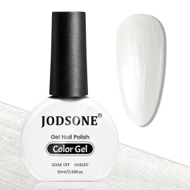 JODSONE 10ml White Gel Nail Polish Glitter White Gel Polish All Seasons Neutral Soak Off U V Lamp Nail Art Manicure Salon DIY Home
