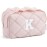 BAGSMART Elegant Roomy Makeup Bags (Initial-K-Pink)