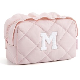 BAGSMART Elegant Roomy Makeup Bags (Initial-M-Pink)