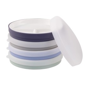 Elk and Friends Kids 6.7 Porcelain Divided Plates with Silicone Sleeves + Silicone Lids | Suitable for Babies/Kids/Toddlers | Microwave & Dishwasher Safe | Non Slip | Snack Dishes