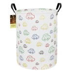 HUNRUNG Laundry Hamper,Large Canvas Fabric Lightweight Storage Basket Toy Organizer Dirty Clothes Collapsible Waterproof for College DormsRound-Car
