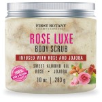 First Botany Body Scrub - Natural Exfoliating Salt Scrub & Body and Face Souffle helps with Moisturizing Skin, Acne, Cellulite, Dead Skin Scars, Wrinkles (10 fl oz, Rose)