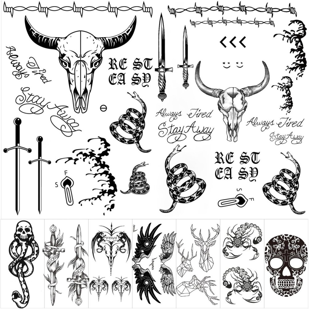 10 Sheets Halloween Face Tattoo Set, Halloween Tattoos Set, Included Halloween Temporary Tattoos and Death Eaters Tattoos, Halloween Temporary Tattoos Accessories and Parties