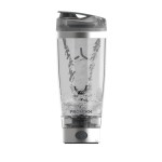 Promixx Pro Electric Protein Shaker Bottle - USB Rechargeable, 20oz BPA-Free Tritan Cup with Patented X-Blade - Smooth Shakes, Leak-proof, Portable Shaker for Protein Powder & Supplements-Silver/Gray