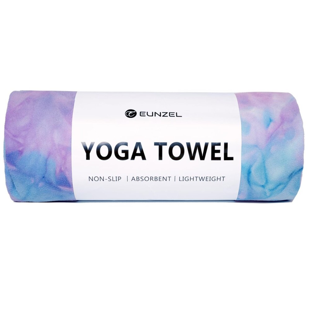 Eunzel Hot Yoga Towel Non Slip Yoga Mat Towel Non-Slip Sweat Absorbent Microfiber Towel for Hot Yoga, Pilates and Workout 72 x 26.5, Purple & Green