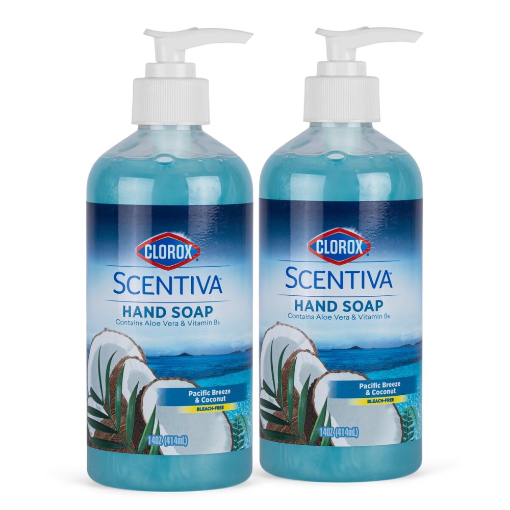 Clorox Scentiva Liquid Hand Soap, Pacific Breeze & Coconut Scent - Bleach-Free Scented Hand Hand Wash with Aloe Vera & Provitamin B5 for Kitchen or Bathroom, 14 Fl Oz - 2 Pack