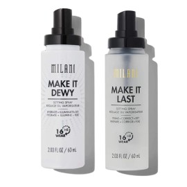 Milani Setting Spray + Primer, Make It Last Original - Natural Finish with Niacinamide for Hydration & Make It Last Dewy - Dewy Finish Moisturizing Formula for Glow on the Go - 2 Pack