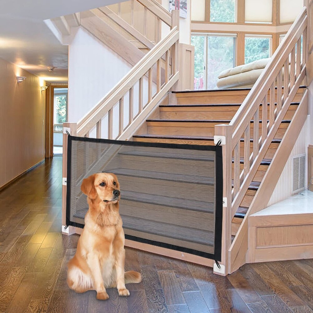 NWK Magic Dog Gate for Stairs Pet Gate for The House Providing a Safe Enclosure for Pets to Play and Rest, 6 Hooks Design (30\'\' X 30\'\')