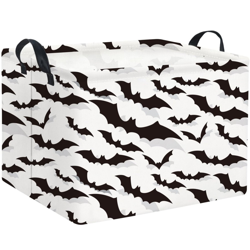 HIYAGON Rectangular Batman Basket Kids Storage Basket Kids Baby Nursery Basket for Boys Bat Room Decor Cute Toy Storage Organizer Bins Bedroom(Bats)