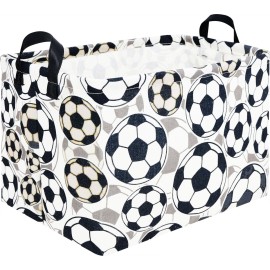 HKEC Rectangle Storage Basket with Handles,Collapsible Storage Bin, Gift Basket, Books Box, Room Decor(Soccer)