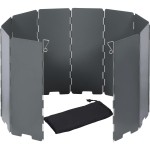 REDCAMP Folding Outdoor Stove Windscreen, 10 Plates Iron Camping Stove Windshield with Carrying bag, Lightweight Butane Burner Windshield, Grey