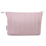 Narwey Small Striped Makeup Bag for Purse Travel Makeup Pouch Cosmetic Bag Zipper Pouch Bags for Women (Dusty Pink Stripe)