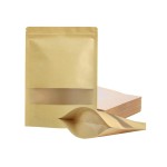 FireKylin 100 Pcs Resealable bags,Stand Up Brown Paper Bags with Matte Window, Zipper Food Storage Bags for Packaging Products, Reusable, Sealable(7.9 x 11.8)