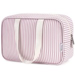 Full Size Toiletry Bag Women Large Cosmetic Bag Travel Makeup Bag Organizer Medicine Bag for Toiletries Essentials Accessories (Dusty Rose Stripe, Large)