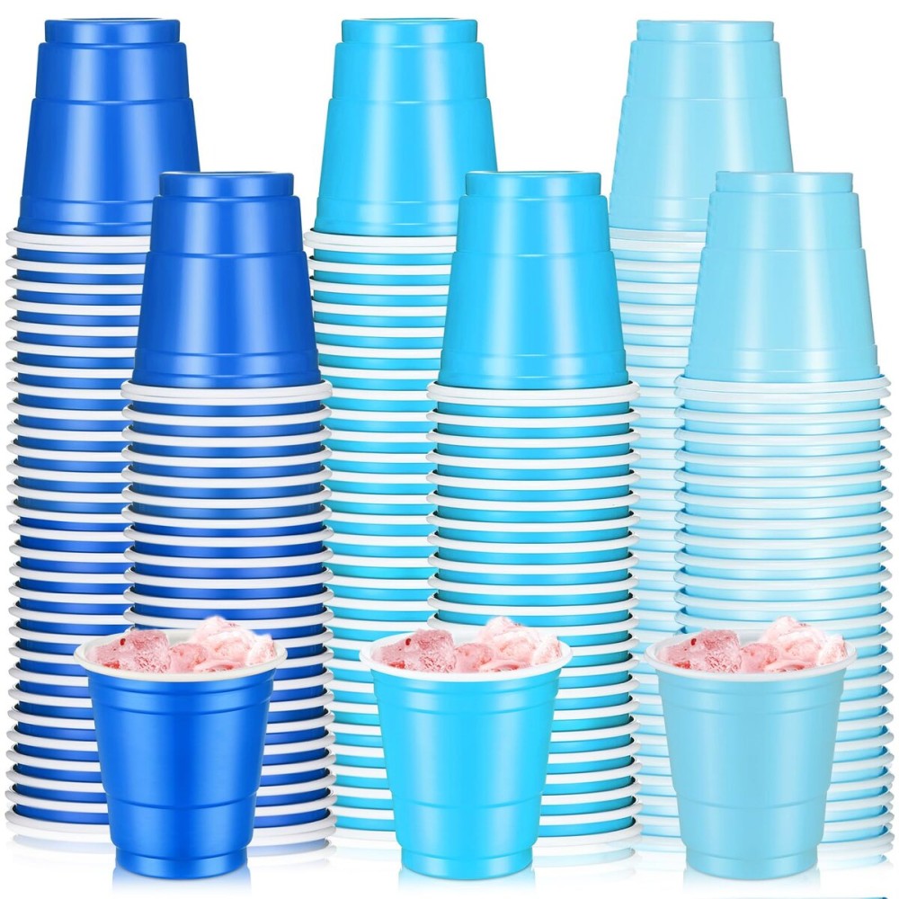 Roshtia 100 Pack 2 oz Christmas Plastic Shot Cups, Mini Disposable Shot Glasses 2 oz Party Cups for Wedding Christmas Winter Party, Beer Taste Serving, Snacks(Multiple Blue)