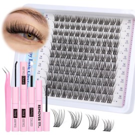 Cluster Eyelash Extensions Kit Lash Clusters Kit Natural Wispy Individual Lashes Kit C-curly DIY Lash Extension Kit 10-16MM Eyelash Clusters Kit with Lash Remover by Newcally
