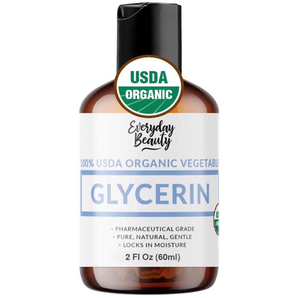 100% Organic Glycerin - For Skin & Hair - Food Grade - USDA Certified - Not From Palm Oil - Perfect Skin and Hair Moisturizer - 2 Fl Oz