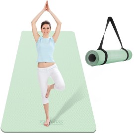 CAMBIVO Extra Wide Yoga Mat for Women and Men (72x 32x 1/3), Non-slip Large TPE Exercise Fitness Mat for Yoga, Pilates, Workout (8mm, Mint Green)