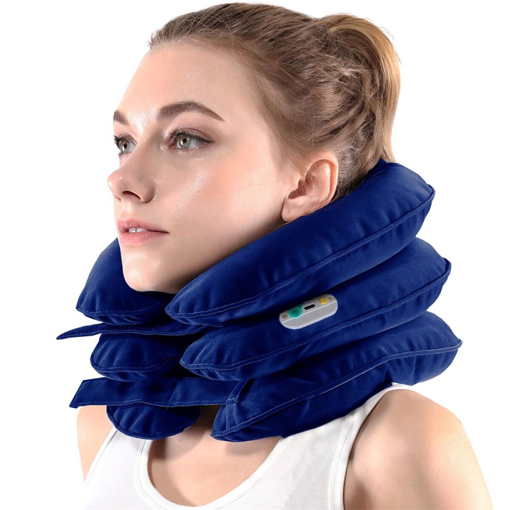 Electric Pump Cervical Neck Traction Device for Neck Pain Relief, One-Click-to-Inflate Neck Stretcher Support Brace for Home Use Neck Decompression (Built-in Battery & Motor Powered)
