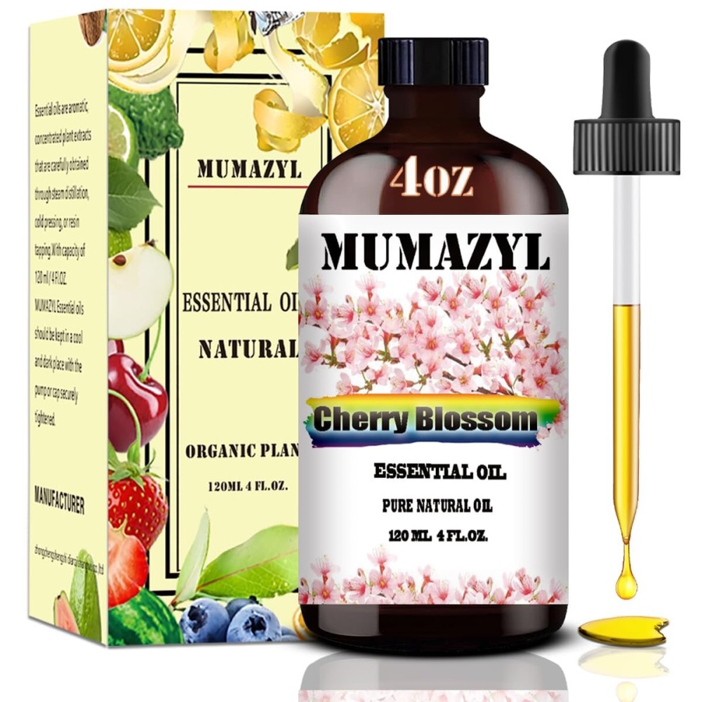 Cherry Blossom Essential Oil, Cherry Blossom Oil 4 Fl Oz 120ML for Diffuser Humidifier Yoga Cleaning DIY Candle Soap Making Essential Oils
