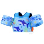 MoKo Toddler Swim Vest - Cute Toddler Floaties with Emergency Whistle for Boys and Girls 13-20-30 lbs Water Wings Arm Band Floaties Swim Training Equipment for Beach Swimming Pool Sea, Blue Shark