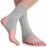 NeoTech Care Ankle Support Sleeve - Open Heel, Light, Elastic & Breathable Knitted Fabric - Medium Compression - For Men, Women, Kids - Right or Left Foot (Gray Color, Size S, 1 Pair)