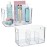 STORi Bliss 5-Compartment Plastic Cosmetics Storage Organizer, Set of 2 | Clear | Rectangular Divided Makeup Bin & Vanity Caddy with Pass-Through Handles | Round Corner Design | Made in USA