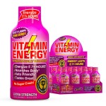 Vitamin Energy B12 11,000% Extra Strength Energy Shot Pink Berry 12 Pack, 260mg Natural Caffeine, B12 & B6, Nootropic Focus, Vitality, Zero Sugar, Gluten-Free, Vegan, Kosher, 1.93 fl oz