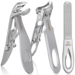 Toenail Clippers for Thick Nails, Angled Head Toe Nail Clippers for Men& Women, Wide Jaw Fingernail Clippers with Catcher, Ingrown Toe Nail Cutter with Slanted Curved Blade Nail Trimmer for Seniors