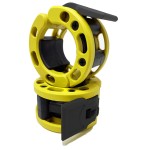Clout Fitness Olympic Barbell Clamps Collars Quick Release Pair of Locking Weight Clips Fit 2 Inch Barbell (Yellow with Black Lever)
