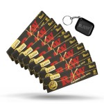 RAW Black King Size Slim Rolling Papers 8 Pack - Includes Collectible RAW Tiny Matte Black Murder\'d Tray Key Chain